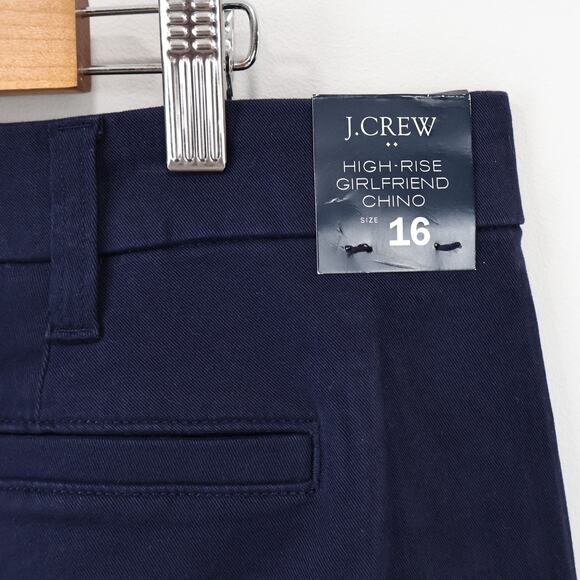 NWT J.Crew Factory High-Rise Straight Leg Girlfriend Chino Pant In Navy Size 16 - Picture 5 of 9